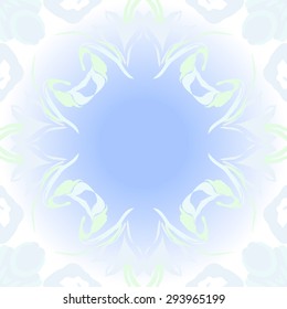 Circular seamless  pattern of floral motif, stylized flowers, garland, leaves, hole, copy space. Hand drawn.