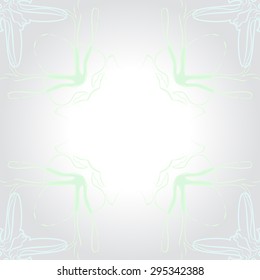 Circular seamless  pattern of floral motif, spots, stripes, copy space. Hand drawn.
