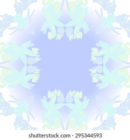 Circular seamless  pattern of floral motif, spots, flowers, stamens, waves, copy space. Hand drawn.