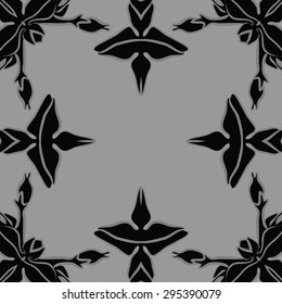 Circular seamless  pattern of floral motif, stripes, flowers, copy space. Hand drawn.
