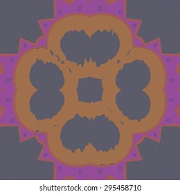 Circular seamless  pattern of floral motif, doodles, zigzags,waves, copy space. Hand drawn.