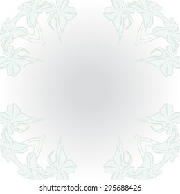 Circular seamless  pattern of floral motif, flowers, spots, ellipses, copy space. Hand drawn.