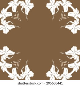 Circular seamless  pattern of floral motif, flowers, spots, ellipses, copy space. Hand drawn.
