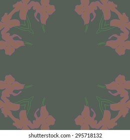 Circular seamless  pattern of floral motif, flowers, spots, ellipses, copy space. Hand drawn.