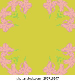 Circular seamless  pattern of floral motif, flowers, spots, ellipses, copy space. Hand drawn.