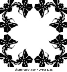 Circular seamless  pattern of floral motif,  spots, flowers,ellipses, copy space. Hand drawn.
