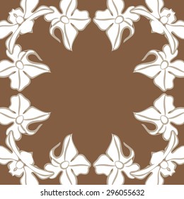 Circular seamless  pattern of floral motif,  spots, flowers,ellipses, copy space. Hand drawn.