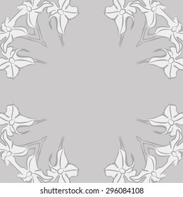 Circular seamless  pattern of floral motif, flowers, spots, ellipses, waves, copy space. Hand drawn.