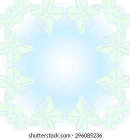Circular seamless  pattern of floral motif,  spots, flowers,ellipses, copy space. Hand drawn.