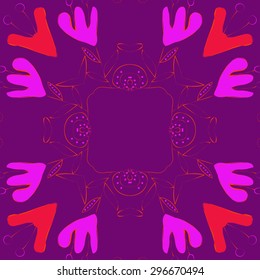 Circular seamless  pattern of floral motif, flowers,branches, copy space. Hand drawn.