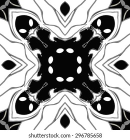 Circular seamless  pattern of floral motif, spots,hole,ellipses, stripes. Hand drawn.