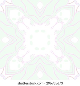 Circular seamless  pattern of floral motif, spots,hole,ellipses, stripes. Hand drawn.