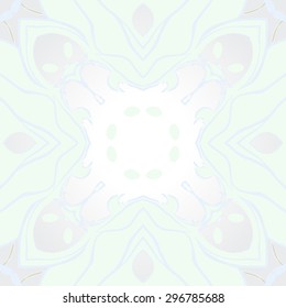 Circular seamless  pattern of floral motif, spots,hole,ellipses, stripes. Hand drawn.