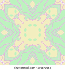 Circular seamless  pattern of floral motif, spots,hole,ellipses, stripes. Hand drawn.