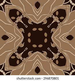 Circular seamless  pattern of floral motif, spots,hole,ellipses, stripes. Hand drawn.