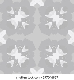 Circular seamless  pattern of floral motif, stylized  flowers, spots,cross, stamens. Hand drawn.