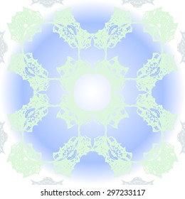 Circular seamless  pattern of floral motif, spots, hole, copy space. Handmade.