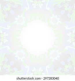 Circular seamless  pattern of floral motif, doodles, flowers, spots, hole, copy space. Hand drawn.