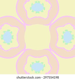 Circular seamless  pattern of floral motif,  spots, hole, copy space. Hand drawn.