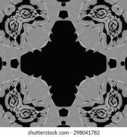 Circular seamless  pattern of floral motif, waves, stripes, zigzags, spots, hole, cross, copy space. Hand drawn.