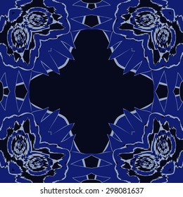Circular seamless  pattern of floral motif, waves, stripes, zigzags, spots, hole, cross, copy space. Hand drawn.