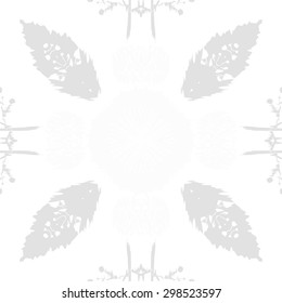 Circular seamless  pattern of floral motif,  spots, stripes, waves, hole ,branches. Hand drawn.