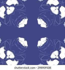 Circular seamless  pattern of floral motif, stripes, spots, waves, copy space. Hand drawn.