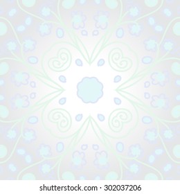 Circular seamless  pattern of floral  motif, stripes, spirals, waves, ellipses, stylized  flowers. Hand drawn.