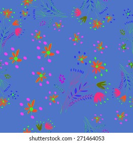 Circular seamless pattern of floral motif,bouquets, ellipses, branches. Hand drawn.