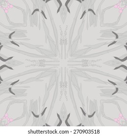 Circular seamless pattern of floral motif,buds, leaves, doodles. Hand drawn.