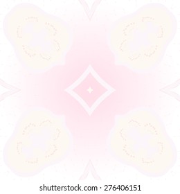 Circular seamless pattern of floral motif,doodles, stamens, stars. Hand drawn.