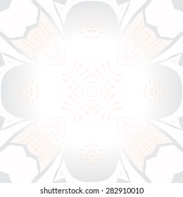 Circular  seamless pattern of floral motif,doodles, stamens, spots. Hand drawn.