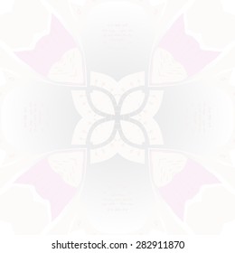 Circular  seamless pattern of floral motif,doodles, stamens, spots. Hand drawn.