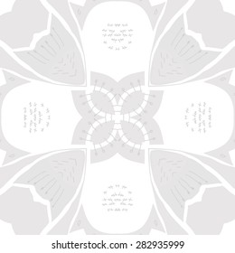 Circular  seamless pattern of floral motif,doodles, stamens, spots. Hand drawn.