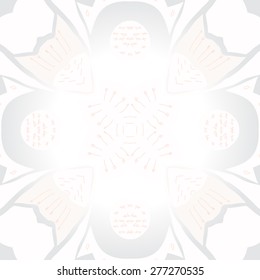 Circular seamless pattern of floral motif,ellipses, doodles, stamens. Hand drawn.