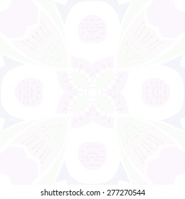 Circular seamless pattern of floral motif,ellipses, doodles, stamens. Hand drawn.