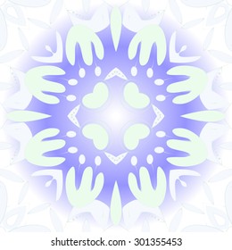 Circular seamless  pattern of  floral motif,flowers, stamens, leaves, . Hand drawn.