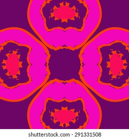 Circular seamless  pattern of floral motif,spots, hole, wave,  copy space. Hand drawn.
