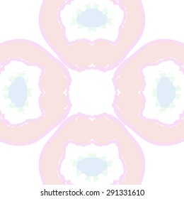 Circular seamless  pattern of floral motif,spots, hole, wave,  copy space. Hand drawn.