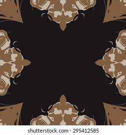 Circular seamless  pattern of floral motif,spots, leaves,hole, copy space. Hand drawn.