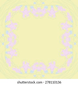 Circular  seamless pattern of floral motif,stripes, flowers,spots,branches. Hand drawn, copy space.