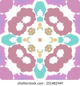 Circular seamless pattern of  floral ornament   on a  white  background. Hand drawn.
