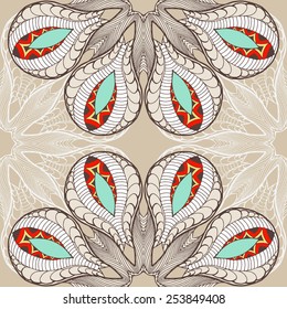 Circular seamless pattern with floral ornament. Round Pattern Mandala. Vector illustration.