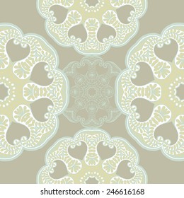 Circular seamless pattern with flowers, floral circular pattern, floral circular ornament. Round Pattern Mandala. Vector illustration.