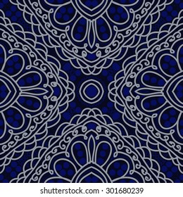Circular seamless  pattern of oriental abstract  motif,stripes,zigzag, spirals, waves, ellipses. Hand drawn.
