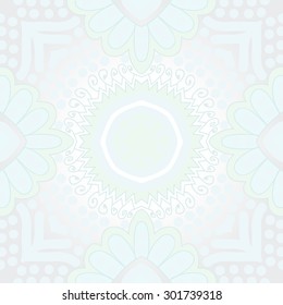 Circular seamless  pattern of oriental abstract  motif,stripes,zigzag, spirals, waves, ellipses,stylized  flowers. Hand drawn.