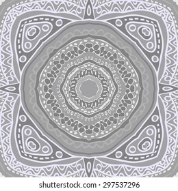 Circular seamless  pattern of oriental motif, stripes, spots, ellipses, hole. Hand drawn.