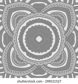 Circular seamless  pattern of oriental motif, stripes, spots. Hand drawn.
