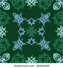 Circular  seamless pattern ot decorative motif, spirals, spots, hole,cross. Hand drawn.