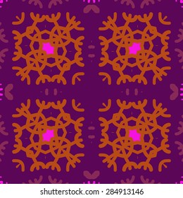 Circular  seamless pattern ot winter theme, snowflakes, ellipses ,spots, stars. Hand drawn.